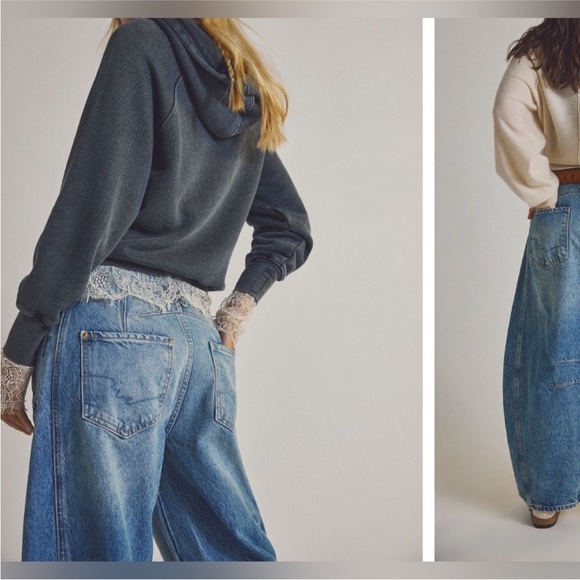 NWOT Free People We The Free Good Luck Mid-Rise Barrel Jeans ultra high beam 26 - Picture 10 of 16